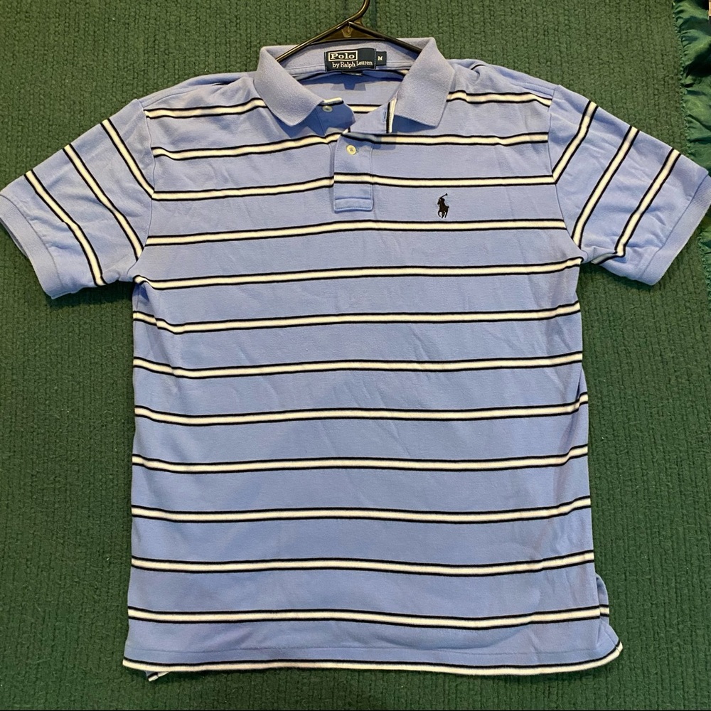 Baby Blue Striped Polo by Ralph Button Up Shirt